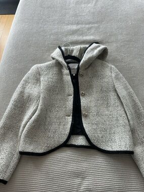 ba&sh grey Hooded Textured Blazer with Black Trim